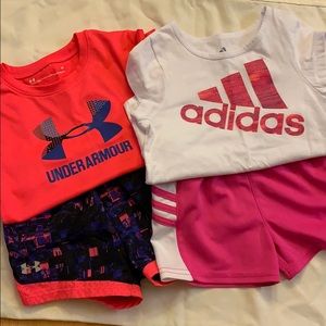 Toddler girls under armour and adidas sets